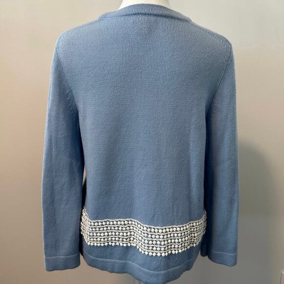 J. Crew Light Blue Merino Wool Blend Sweater with Lace Detail - Picture 3 of 13